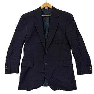 Vintage Jos A Bank Mens 42R Blazer Navy Blue Wool Two Button Gold Crest Coat